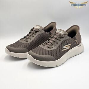 Skechers Men's Sz 10 Brown Shoes Slip ins Go Walk Memory Foam Comfort Hands Free